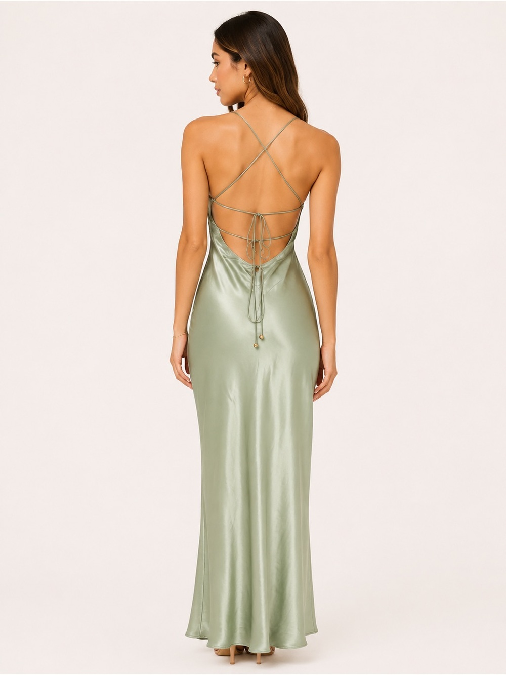 NWOT Satin Slip Maxi Dress in Sage Green Size XL - Picture 2 of 5